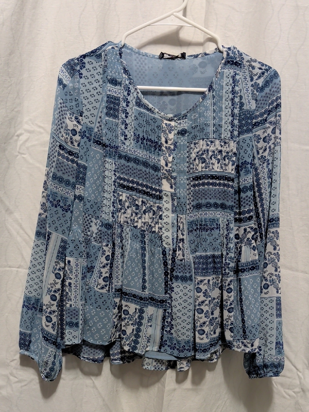 Tommy Hilfiger Light Blue‎ Patchwork Peasant Tunic